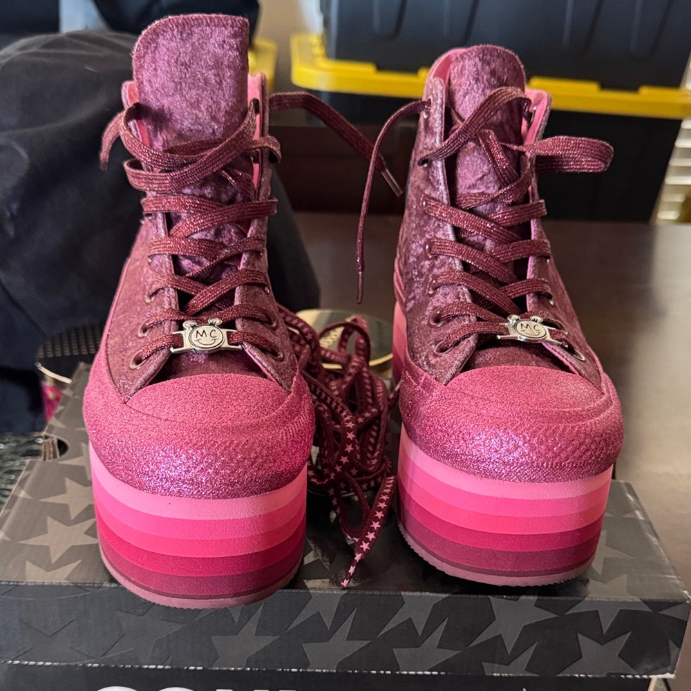 Limited Edition Miley Cyrus Converse Pink and Purple Platform Sneakers